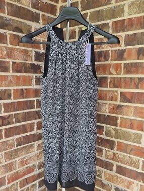 Artisan Ny Black and White Paisley Halter Dress